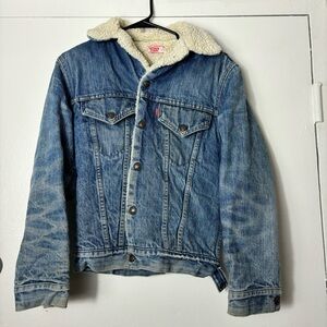 Levis Vtg Sherpa Lined Trucker Denim Jacket Size 34